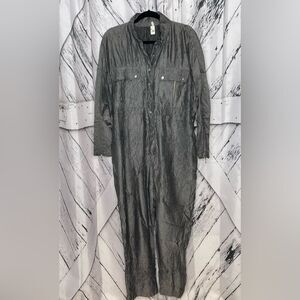 Vintage Crinkle Acetate Jumpsuit Gray Made in West Germany Size 6